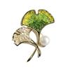 Bo Xin Yun Ginkgo Leaf Brooch with Zircon & Pearl