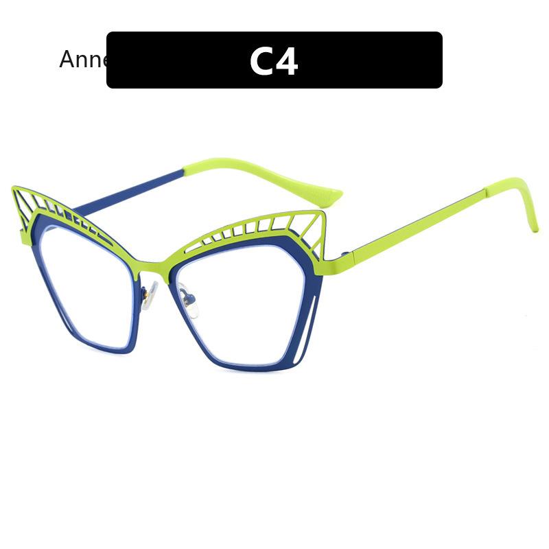 Fashion  Cat Eye Square Large Frame Eye Protection Splicing Color Ladies Anti-Blu-Ray Optical Frame Gafas Hombre
