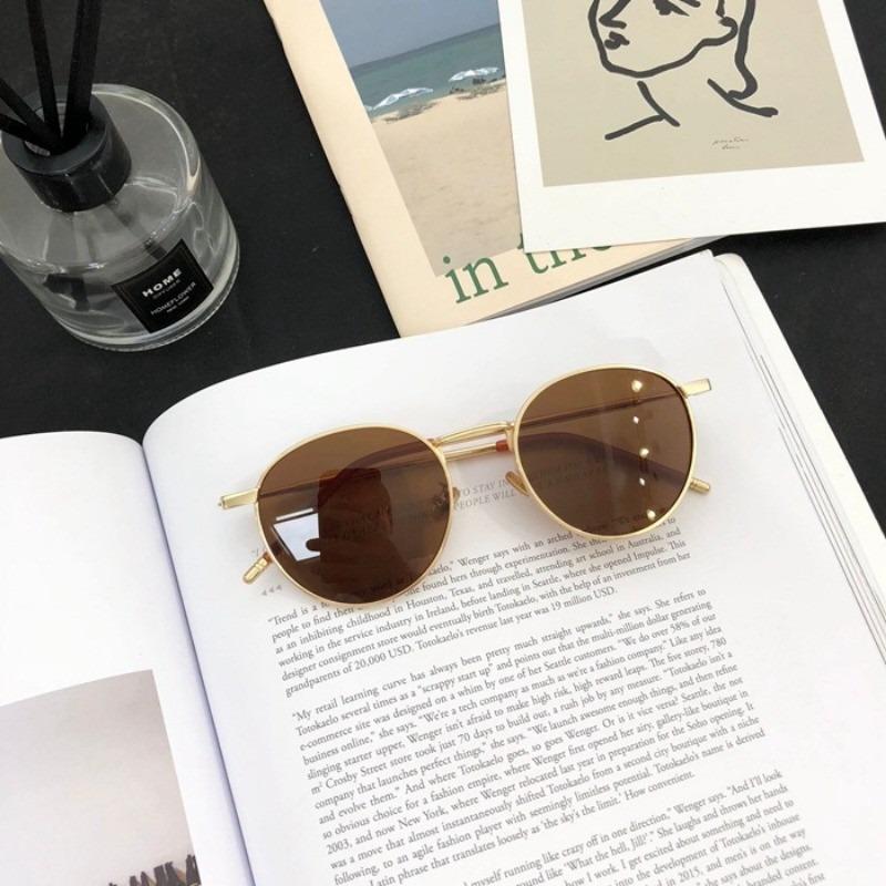 Vintage Korean Round Frame Sunglasses Women Multicolored Trendy Fashion Male Female Eyewear Top Luxury Brand Designer UV400