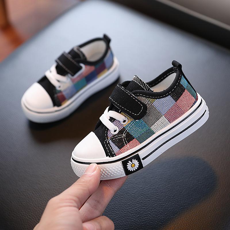 

Low-top children s canvas shoes spring and autumn new children s British non-slip board shoes boys and girls casual shoes color matching 21-26 sizes, 6 pairs in one hand