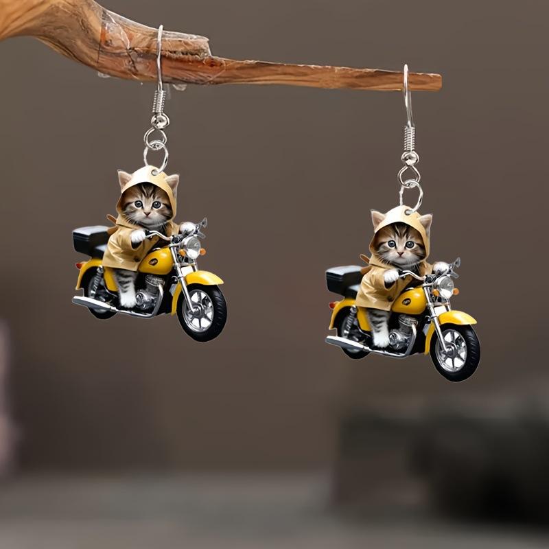 Acryl 2D Flache Ohrringe Cartoon Stil Tierdesign Anhängerohrringe Persönlichkeitszubehör Für Frauen