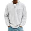 Felpa con cappuccio in velluto a coste stile urbano con cerniera da uomo per l'autunno, abbigliamento casual