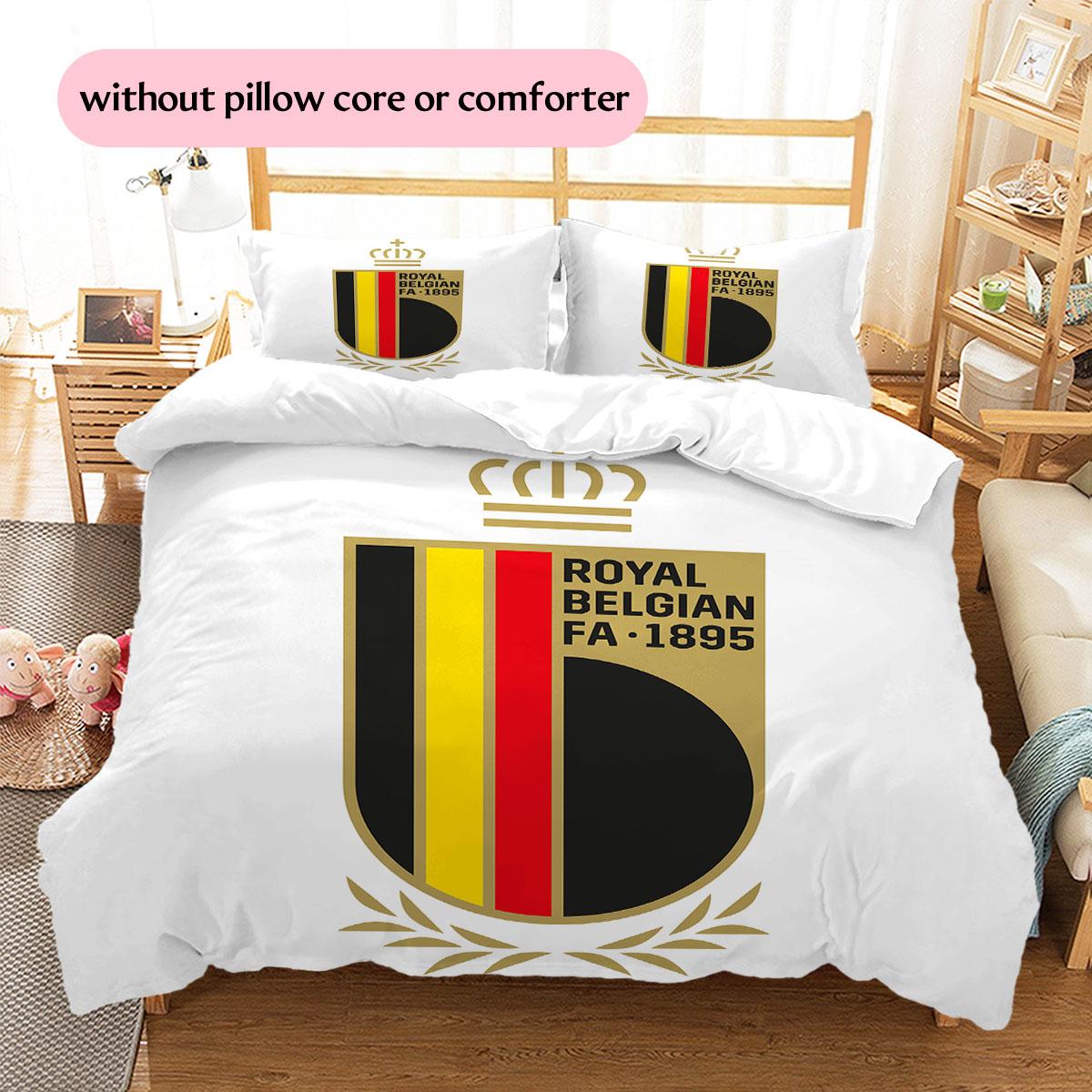 Belgium national football Pattern Bedding Home Decoration Birthday Gift (1 * duvet cover + 2 * pillowcase, without core),fan merchandise. 135x200cm