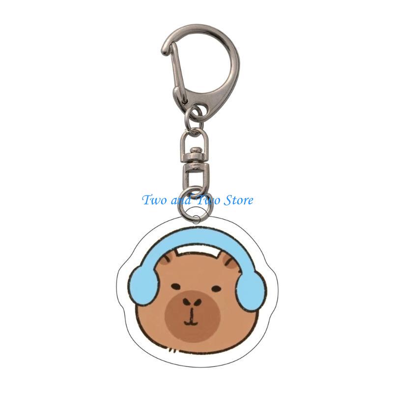 HX6F Double Sided Acrylic Keychain Adornment Adorable Pendant Keyrings Charm