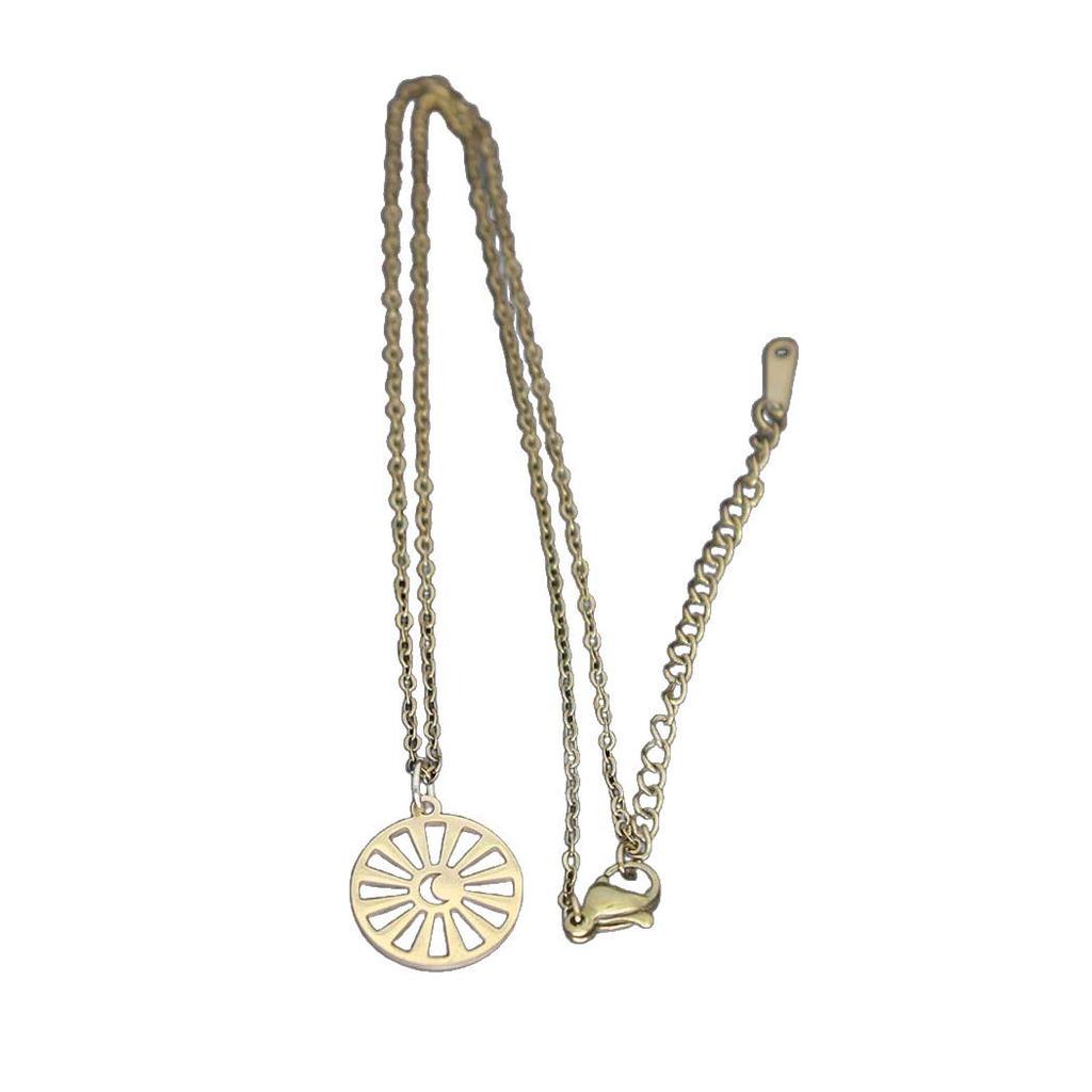 Stainless Steel Sun & Moon Pendant Necklace - Versatile Clavicle Chain for Women