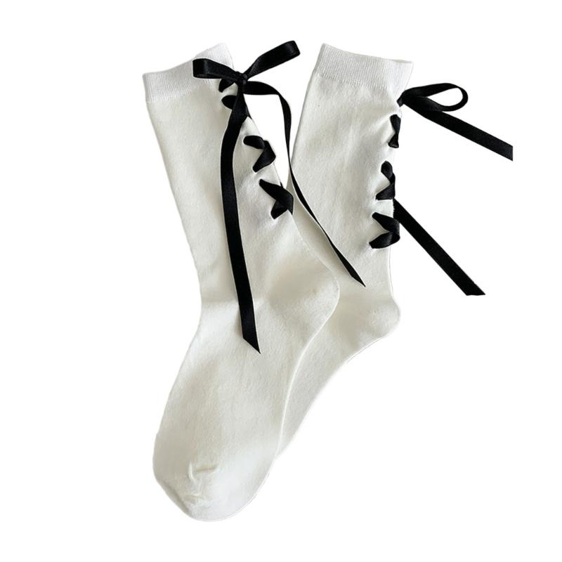 Womens Ribbed Crew Socks, Thin Comfort Breathable Dress Socks, Above Ankle Crew Socks for Womens Schoold Girl One Size белый