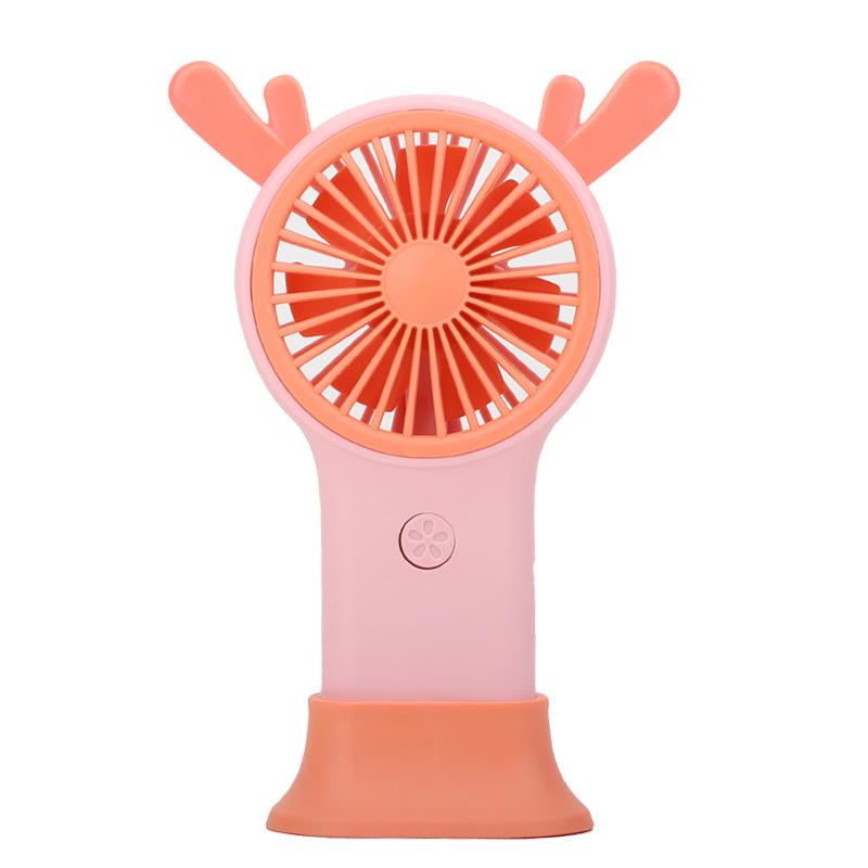 Rechargeable Mini Cartoon Deer & Rabbit Fan with USB & Seven-Color Lights 7x8.2x18CM
