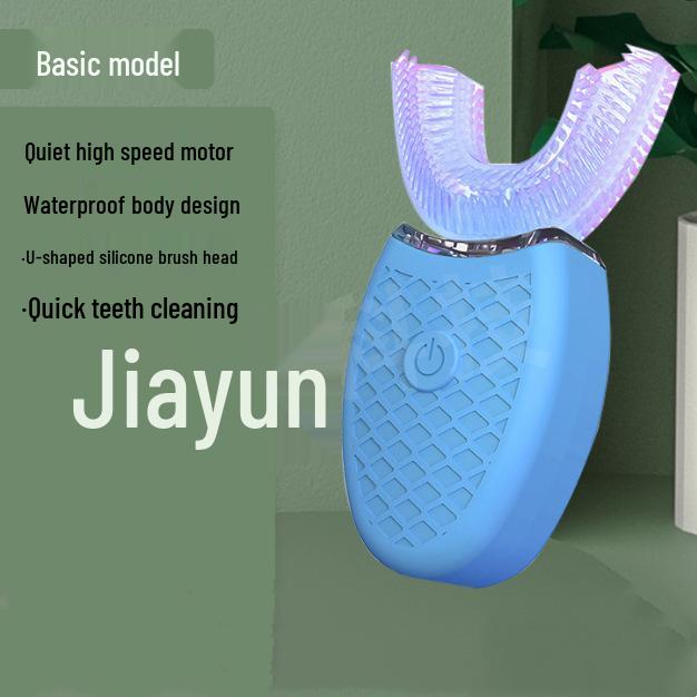 Automatische, waschbare U-förmige elektrische Zahnbürste mit weichen Silikonborsten und Lade-Timer