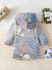 European & American Boys' Plush Hooded Jacket with Stars & Astronaut Flowers