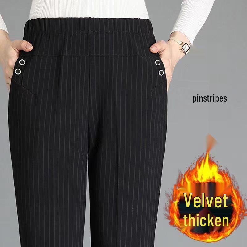 Women's Loose High-Waisted Straight-Leg Pants - Plus Size, Plaid & Striped