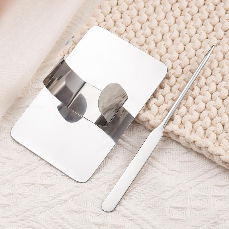 Paletka na míchání make-upu Upgrad Nerezová kovová míchací paletka se špachtlí Umělecký nástroj pro míchání podkladové báze Nail-Art