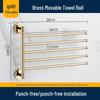 Rotatable Gold Foldable Copper Towel Rack - Punch-Free Multi-Bar for Bathroom
