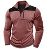 Men’s Tops Stand Collar Long Sleeves T-Shirts Contrasting Color Sweatshirts Zip Up Chest Pocket Autumn Spring Casual Sports Wear