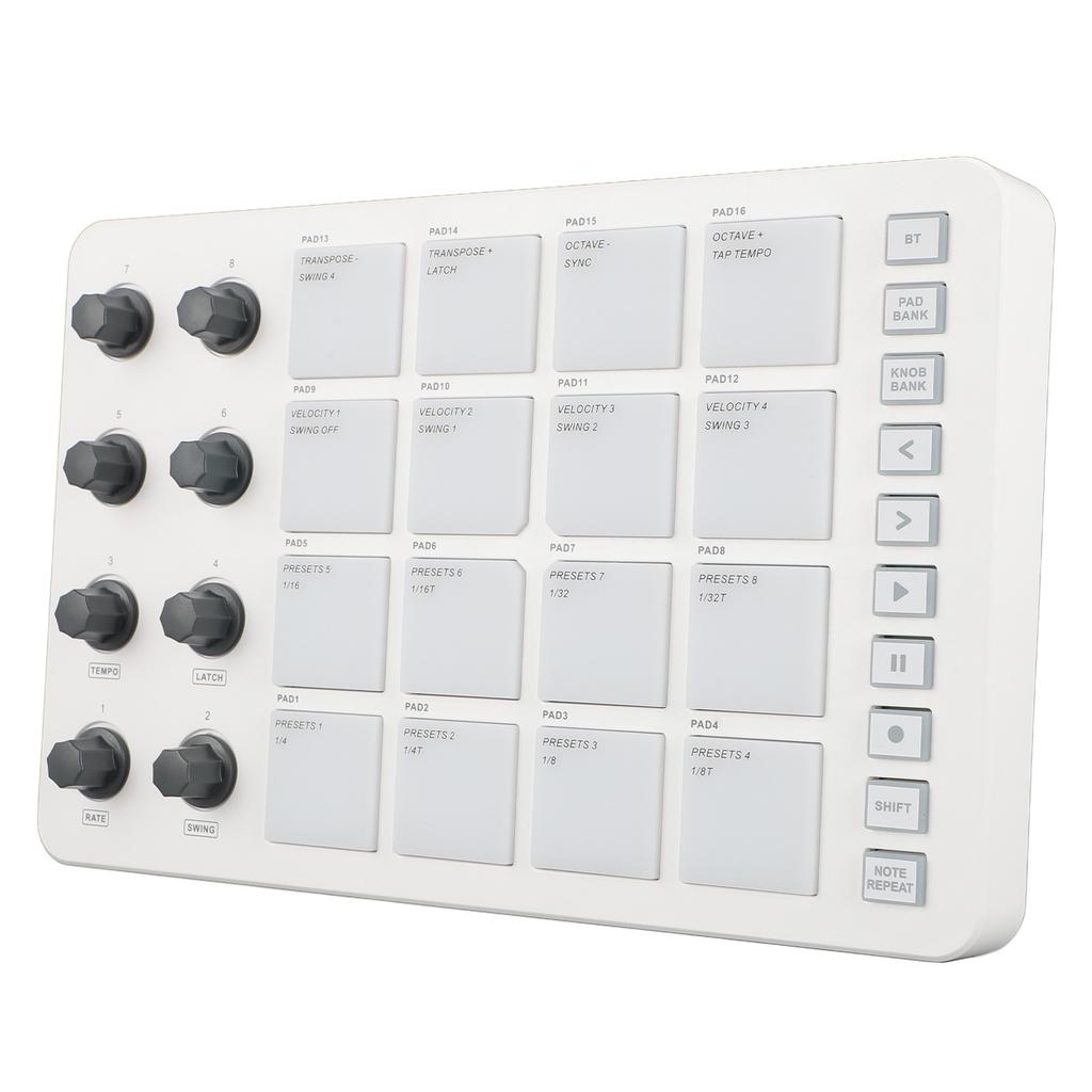 SMC PAD Bluetooth MIDI Controller Portable USB MIDI Drum Pad Controller with 16 RGB Backlit Pads 8 Assignable Knobs