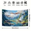Realistic Dinosaur Tapestry, 150x100cm Prehistoric Waterfall & Mountain Wall Decor for Boys Room & Birthday Party
