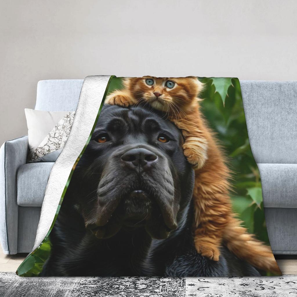 Funny Dog Selfie Flannel Blanket Winter  Super Soft Throw Blanket for Girls Boys Outdoor Comfortable Bedspread Sofa Bed Cover
