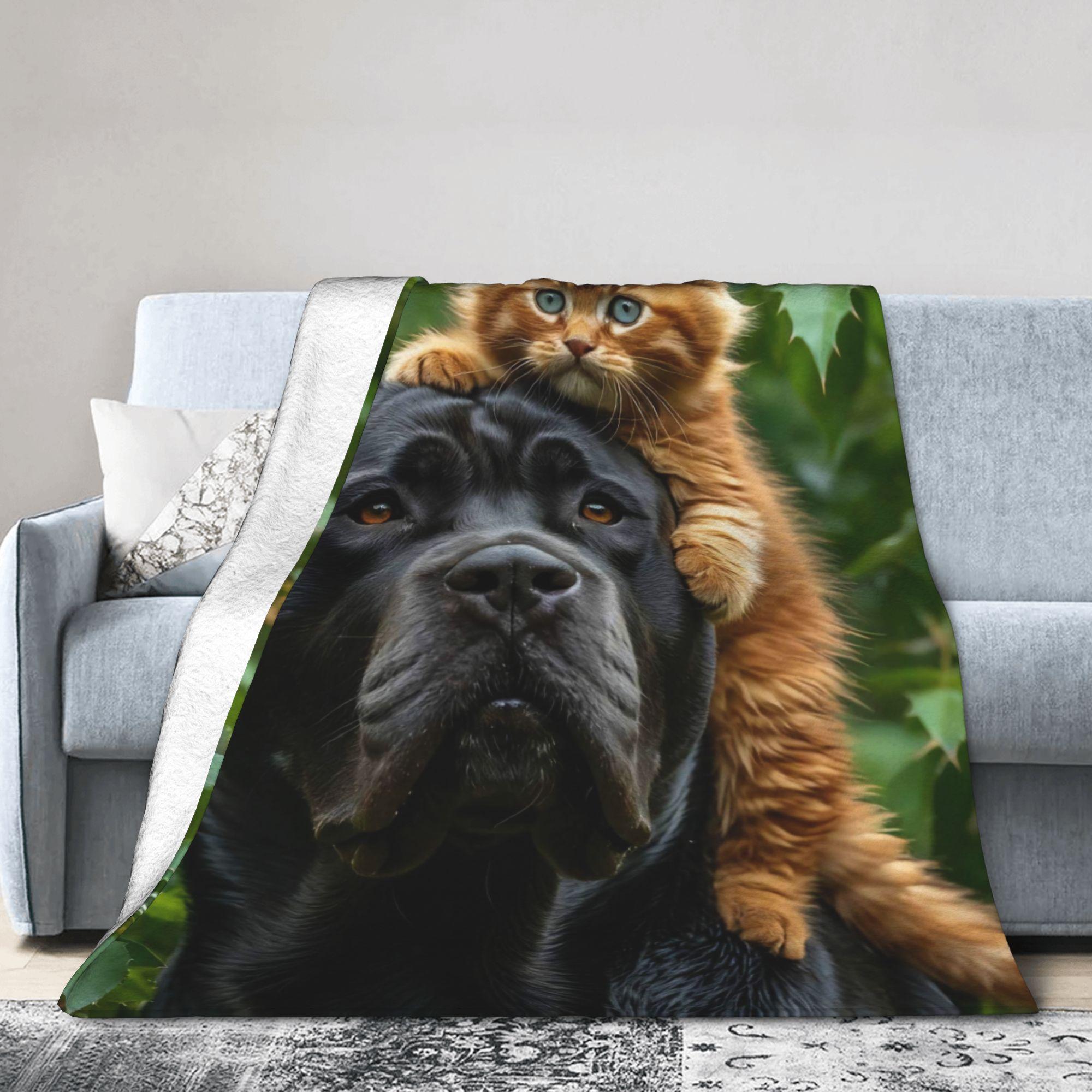 

Funny Dog Selfie Flannel Blanket Winter Super Soft Throw Blanket for Girls Boys Outdoor Comfortable Bedspread Sofa Bed Cover 80x120cm