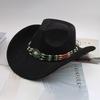Western Cowboy Style Tibetan Bull Head Accessories Fashion Top Hat Autumn/Winter New Collection Deer Skin Velvet Large Edge Riding Hat