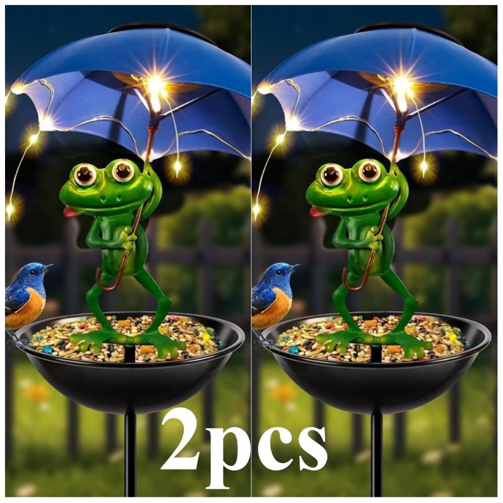2 STÜCKE/3 STÜCKE Outdoor Eisen wasserdichte Statue Licht Simulation Tier Solarleuchte mit Biene und Flamingo Frosch und Kolibri Futterspender Funktion, Dekoration