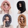 Winter Fur Cap Mask Set Hooded For Women Knitted Cashmere Neck Warm Russia Outdoor Ski Windproof Hat Thick Plush Fluffy Beanies