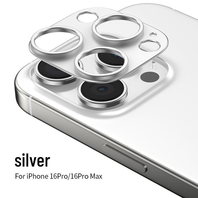 Compatible Apple iPhone 16 Pro Max Frosted Aluminum Lens Film Armor with Hollowed-Out Metal Sticker