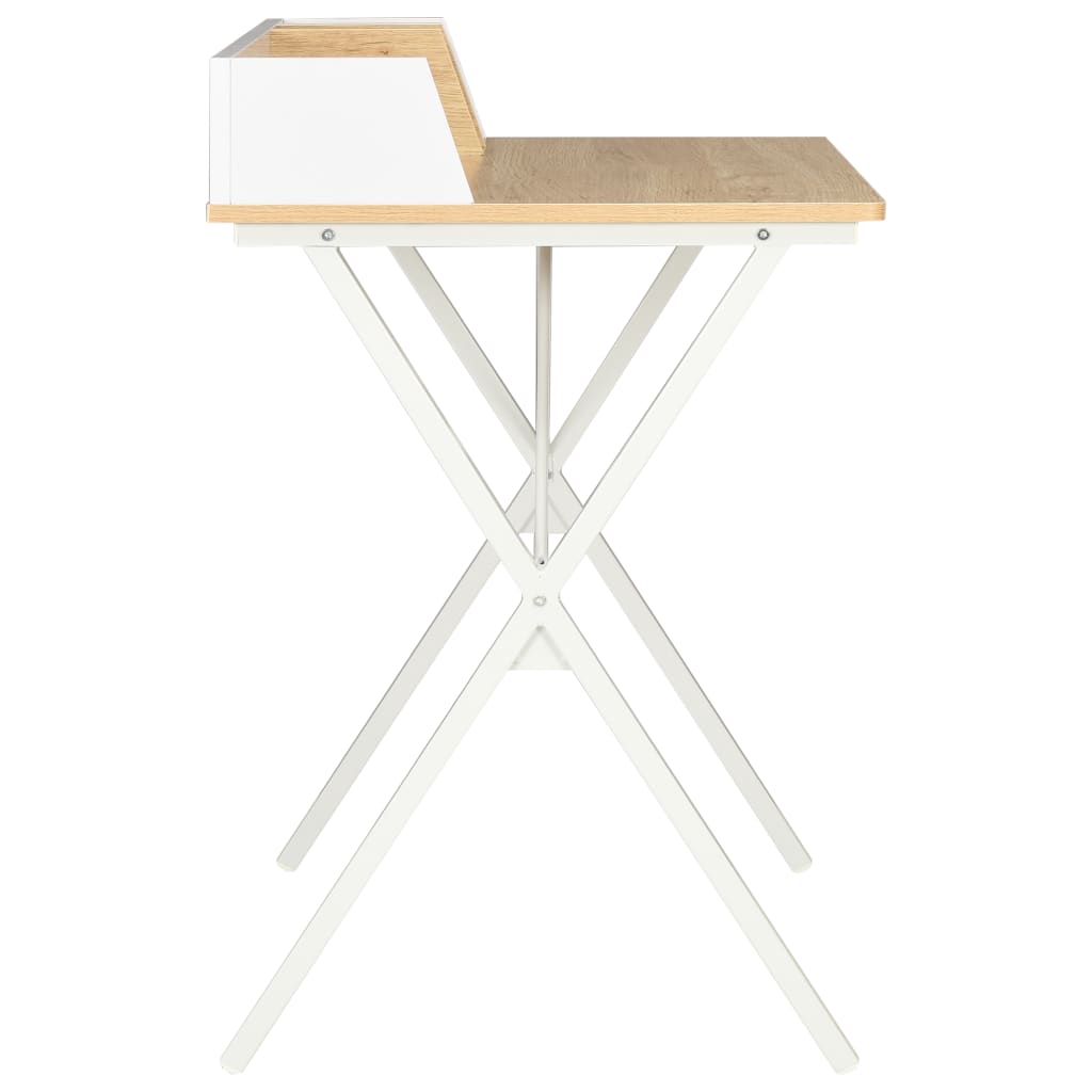 Desk In White and Natural Finish 80 X 50 X 84 Cm