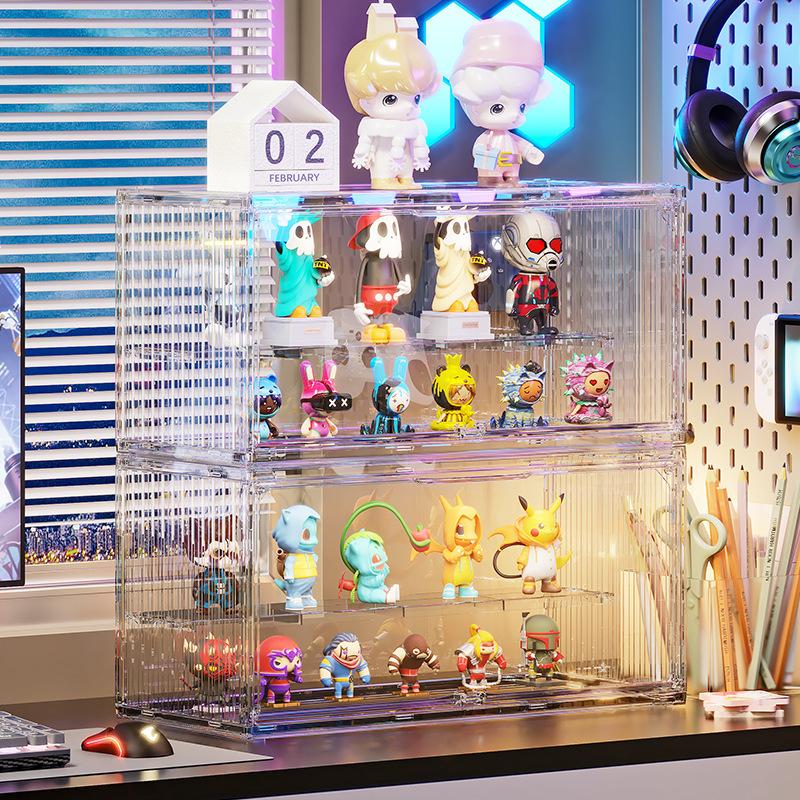 Stackable Dust-Proof Action Figure Display Box Transparent Organizer with Dividers for Collectibles Blind Boxes and Figurines