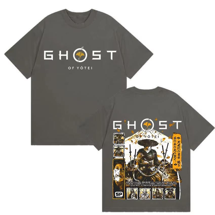 2026 Japanese Game Ghost of Yotei Graphic pure cotton mens shirt ukiyoe style ONeck Short Sleeve womens fashion Tshirt
