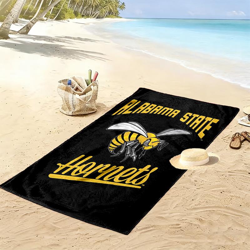 Alabama State Hornets Print Beach Towel, Large Soft Quick Dry Towel for Beach Camping Swimming