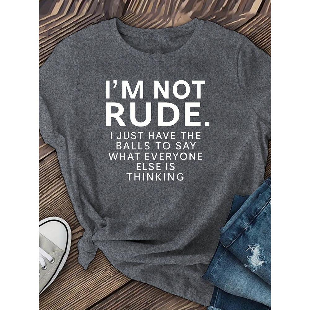Women Cotton Short Sleeves T-shirts I'm Not Rude Women's Tee Funny Sarcastic Quote Red Top