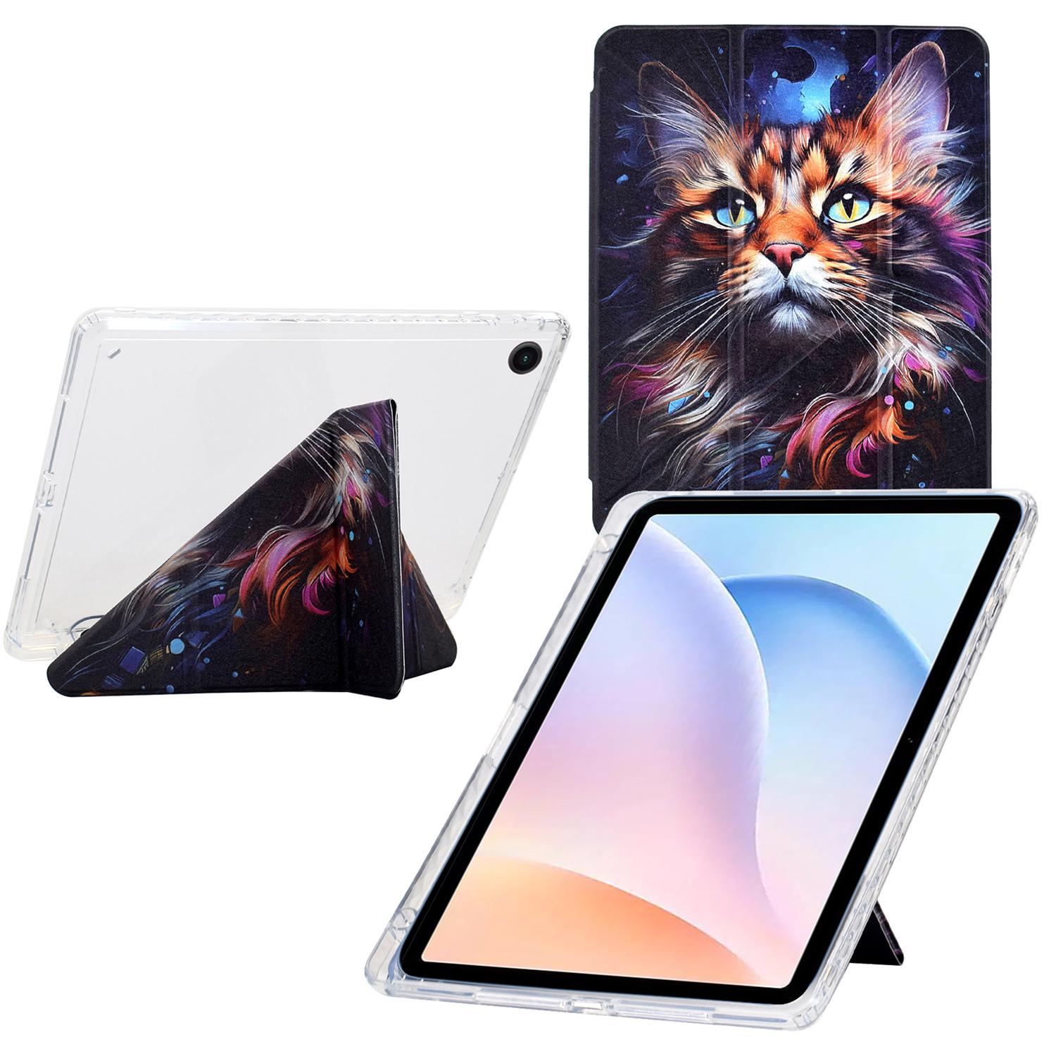 

Чехол для Samsung Galaxy Tab A9+ с Y-образной подставкой, с принтом, кожа+прозрачный акрил, чехол для планшета с держателем для карандаша Sea Cat