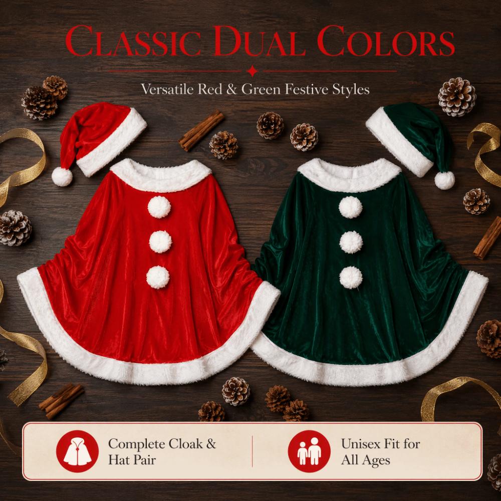 Plush Christmas Cloak and Hat Thick Santa Claus Costume Fashion Xmas Cape Christmas Party Costume