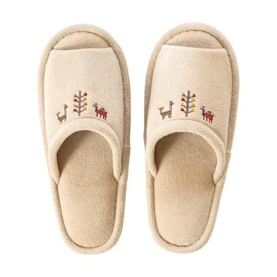 [Oka] Sierra Slippers, Up to Foot Size 25cm, Beige (Gabbe Washable, Wipeable Back, Toilet Slippers)