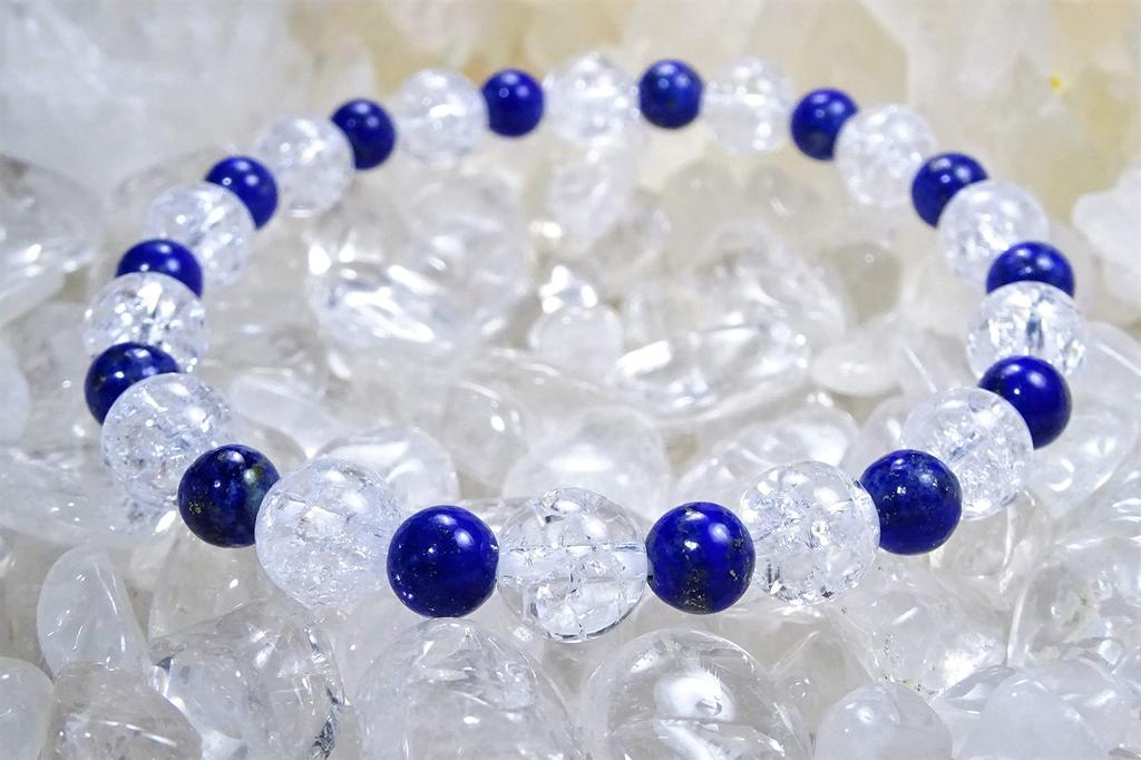 Leaf Stone good Wear genuine lapis lazuli on your Lapis Lazuli and Crack Quartz Bracelet for Power Natural 8mm x 6mm Medium [Bring luck! wrist!]