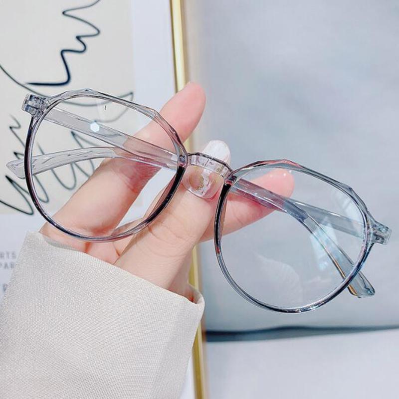 New 3D Polygonal Glasses -1.0 To -6.0 Transparent Frame Oval Eyewear For Students Men Women Trendy Eyewear