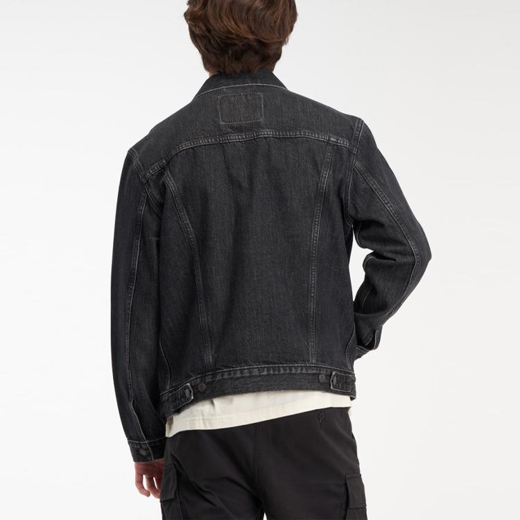 Levis Vintage Front Pocket Collar Long Sleeve Denim Jacket Men Jackets Black Gray 72334-0584