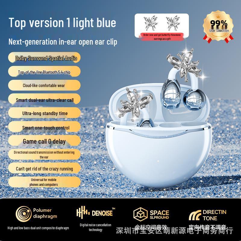 Rovani Bluetooth Ohrclip-Kopfhörer: Trendige Ästhetik, Wolkenkomfort, 5,4 Chip, Kein Ruckeln für Frauen.