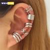 5 stuks/set Trendy Elegante Design Oor Cuff Klassieke Elegante Stijl Cadeaus Vrouwen Geen Piercing Clip Zilveren Oorbellen Cirkel Bladvormig