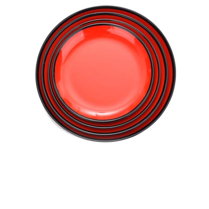 Round Red Melamine Plate, Plastic Self- Plate, Dessert Plate, Fruits, Snacks, Barbecue, Tableware, Multiple Choices