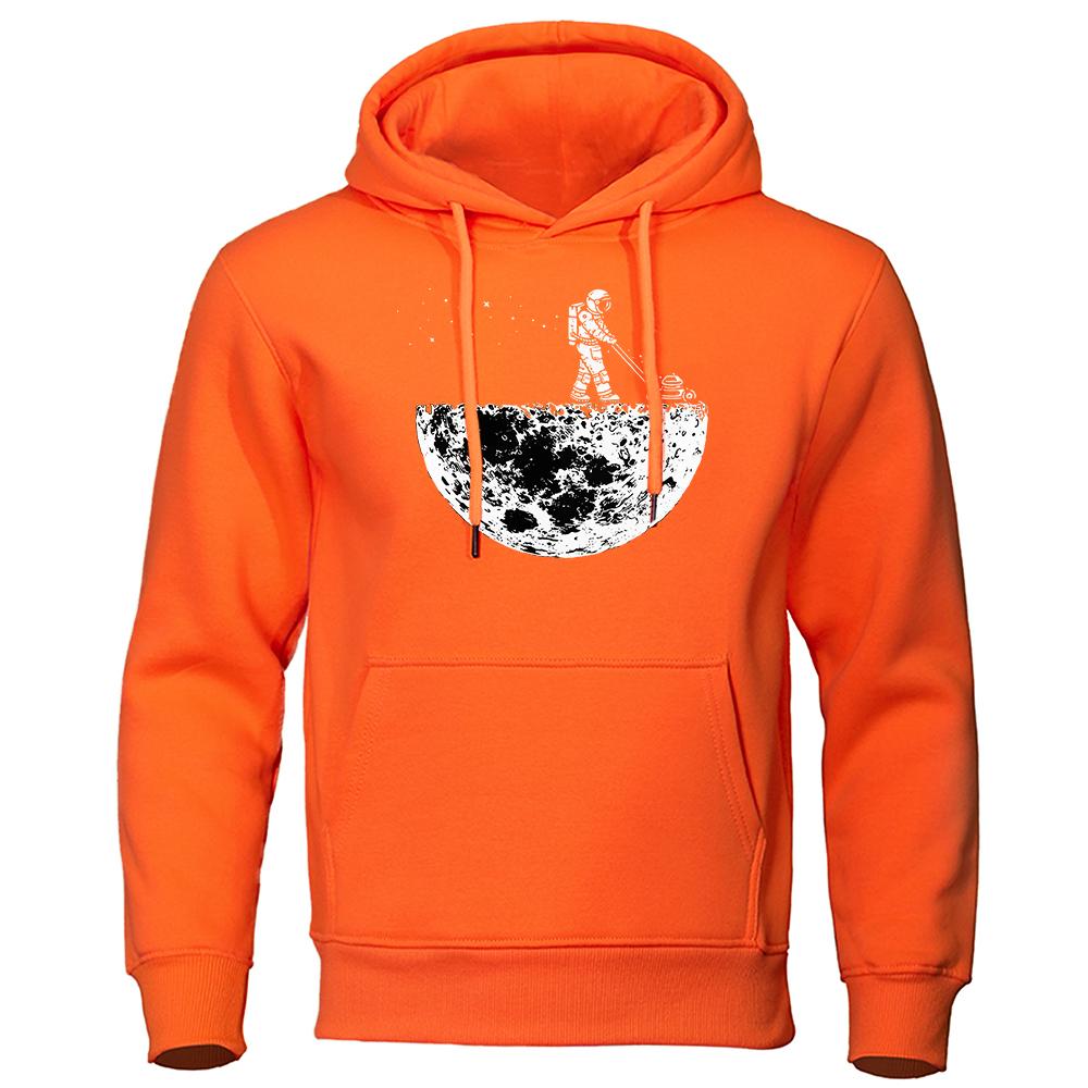 Astronauten Jäten Auf Dem Mond Kreativitätsdesign Einfacher Mann Sweatshirt Fleece Kapuzenpullover Herbst Hoodies Harajuku Unisex Kleidung