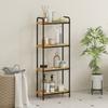 Bathroom shelf 4-level narrow freestanding storage shelf bamboo 1.5 x 21.5 x 106 cm natural wood effect