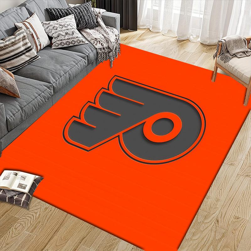 Philadelphia Flyers Flannel Pattern Square Carpet,Area Rug,Carpet Rug for Living Room Bedroom Sofa Playroom Decor,Non-slip Floor Mat