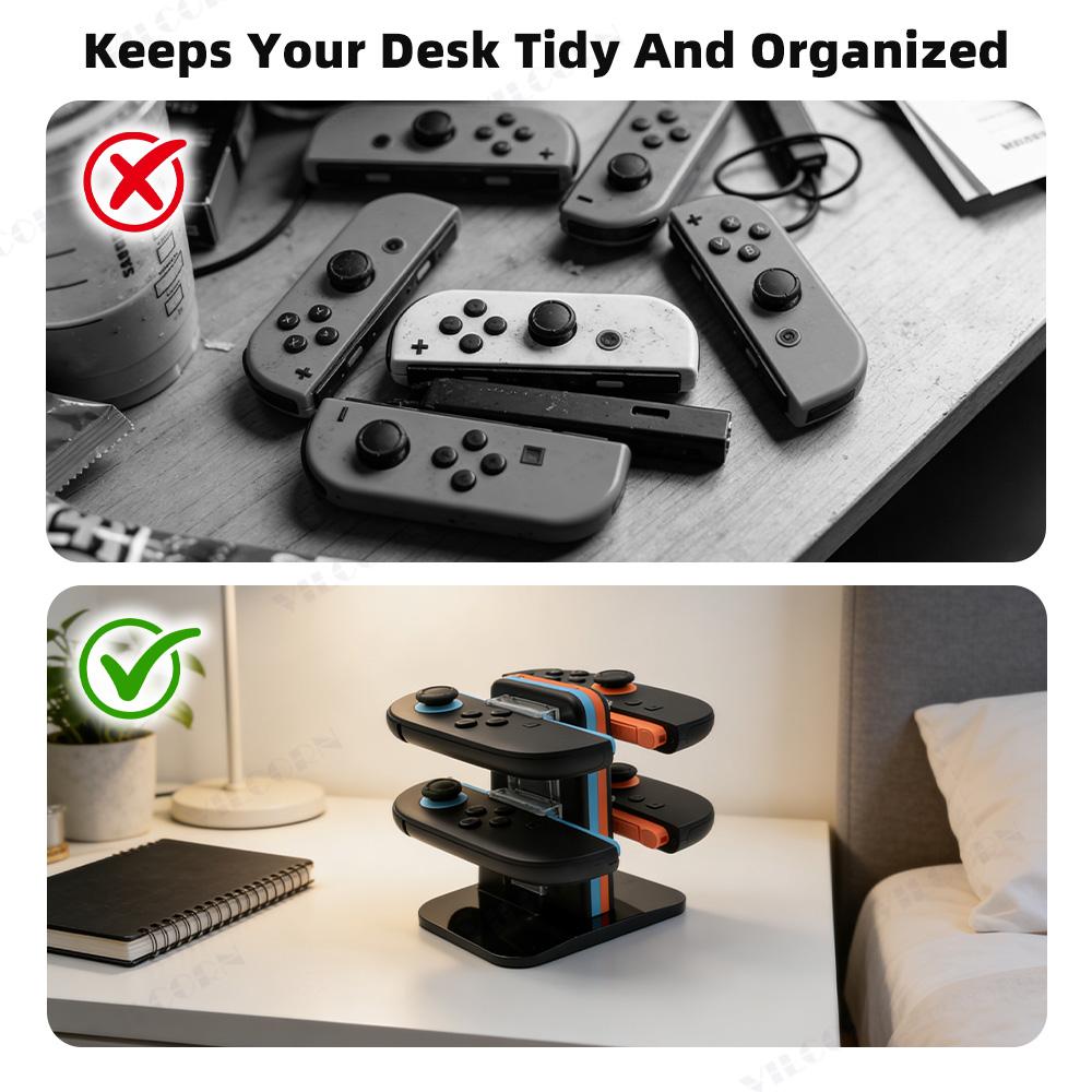 4-in-1 Charging Dock for Switch 2 Compatible Joy-Con Controllers, Compact Controller Charging Station