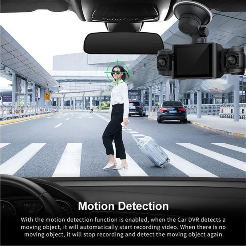 1080P 3-Kanal Drei-Wege Auto DVR Mit Drehbarer Linse Vorne Hinten Innenraum Armaturenbrett Kamera Video Recorder Nachtsicht