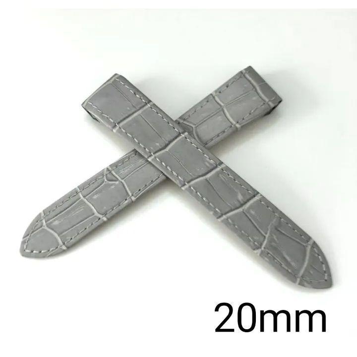 Used 20mm Watch Italian Calf Leather Belt Gray Boys MM Size [Compatible with] Cartier Santos 100 MM Cartier