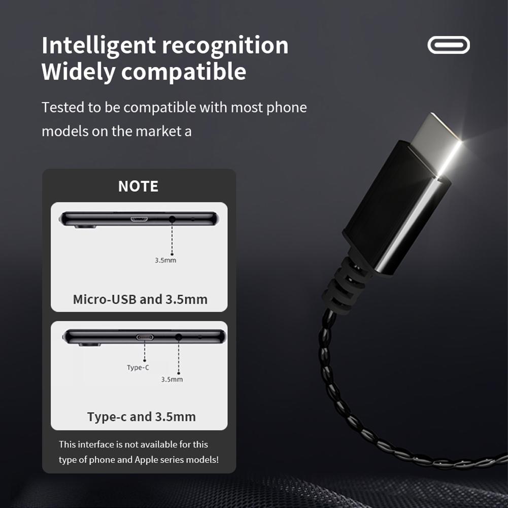 D6 Type C Kablet hodetelefonkabel 0,75 mm Dual-pin hodetelefonkabler Erstatningstilbehør for CCA/KZ/TRN/QDC/DUNU/SIMGOT