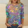 European and American Women's Round Neck Long-sleeved T-shirt with Sequins 3D Printing