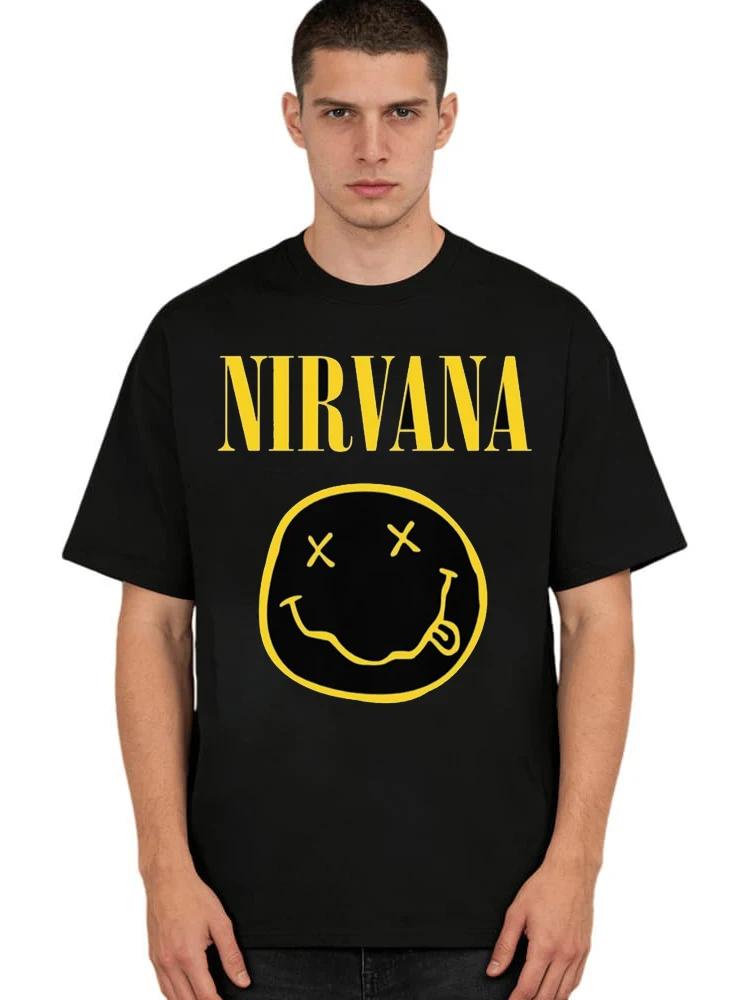 New Nirvana Rock Band 100 Cotton Tshirt Hiphop Oversized Y2K Tee Mens And Womens Casual Loose Streetwear Outdoor