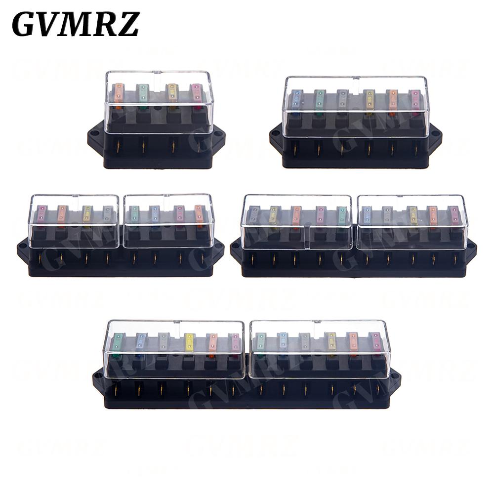 4/6/8/12 Way Car Fuse Box Car Fuse Holder Car Truck Auto Blade Fuse Box with 4/6/8/12 Fuses for 12V 24V ATO Standard Circuit