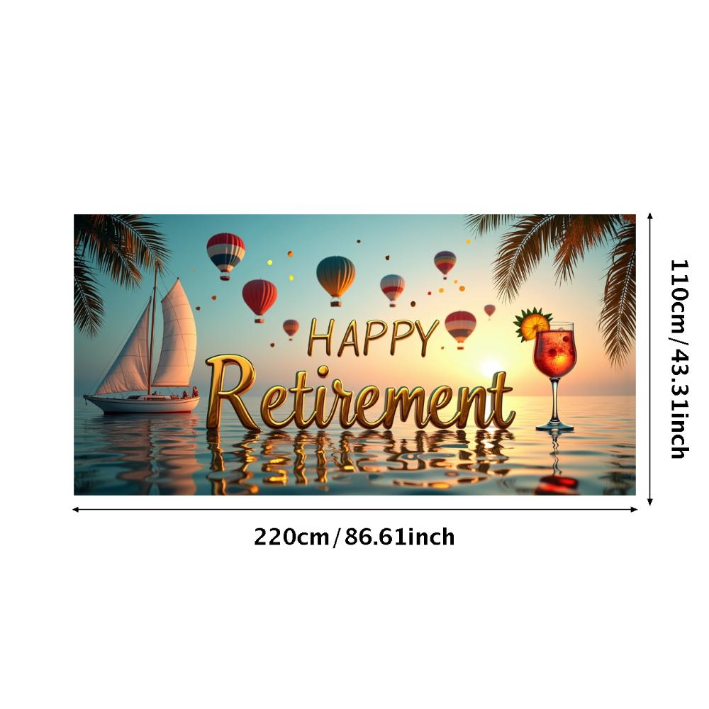 Happy Retirement Banner Balloons Retirement Theme Party Celebration Decoration Backdrop Photography Background Prop Wall Poster